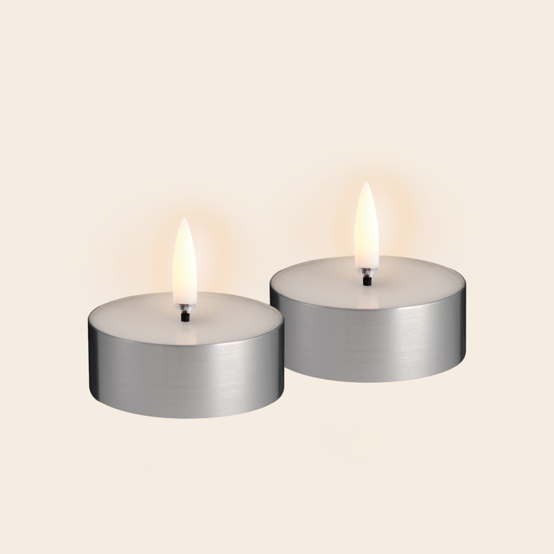 Uyuni set/2 LED maxi waxinelichten - zilver