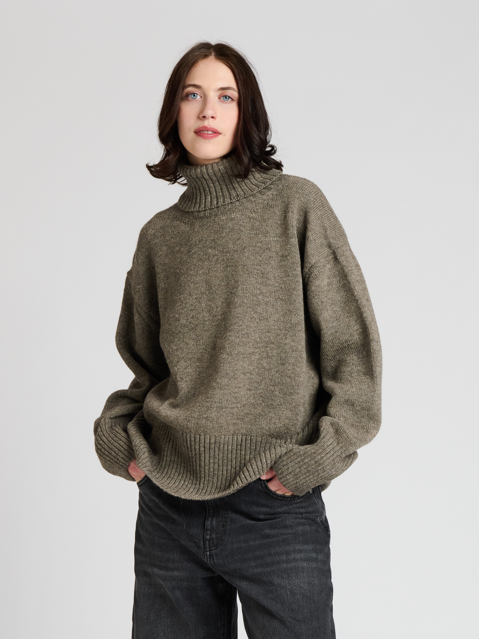The Knitwit Stable trui 'Ember' wol - taupe melange