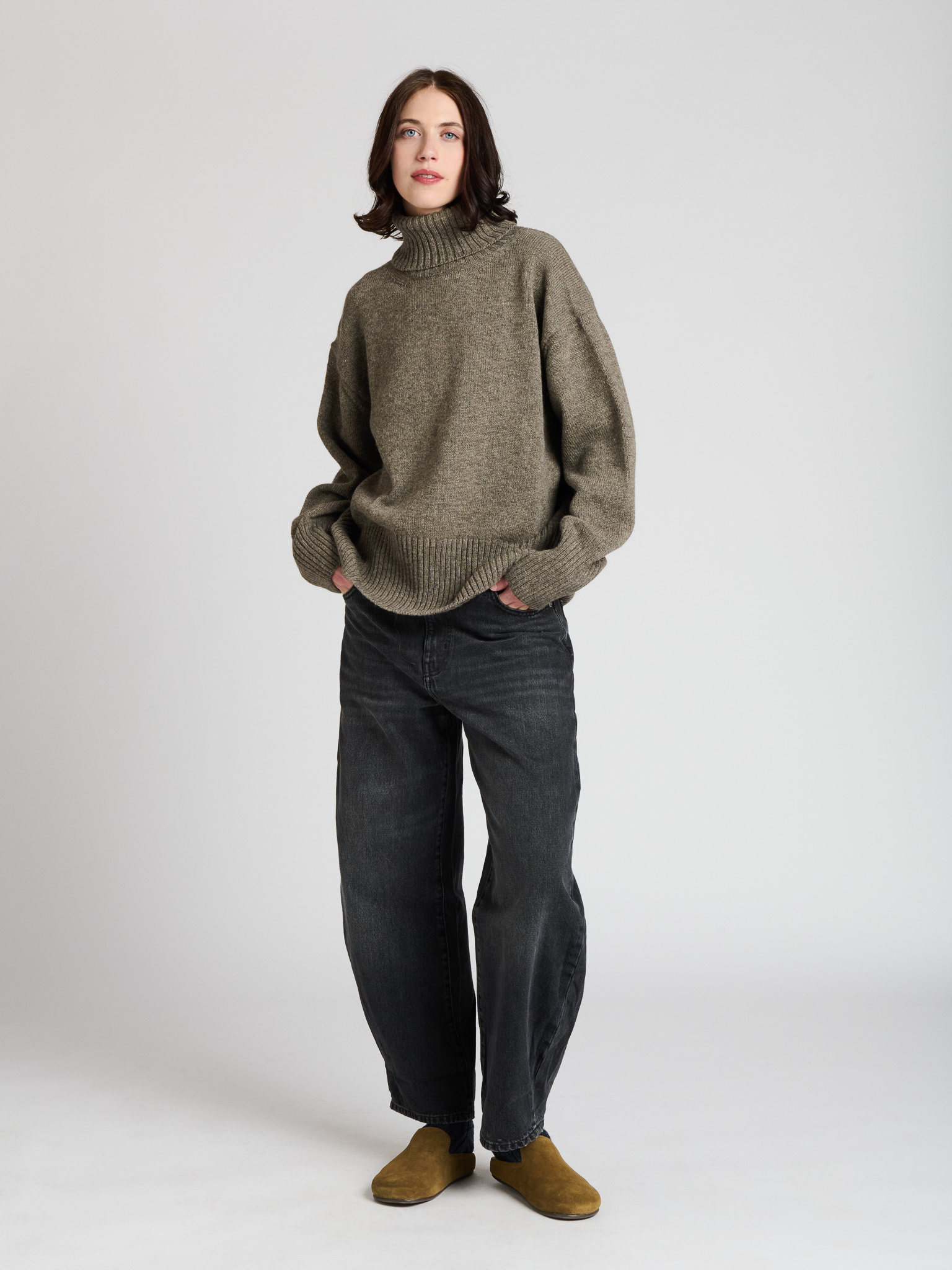The Knitwit Stable trui 'Ember' wol - taupe melange