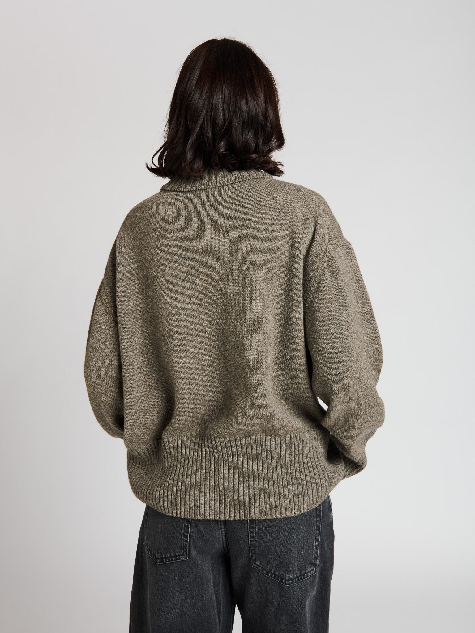 The Knitwit Stable trui 'Ember' wol - taupe melange