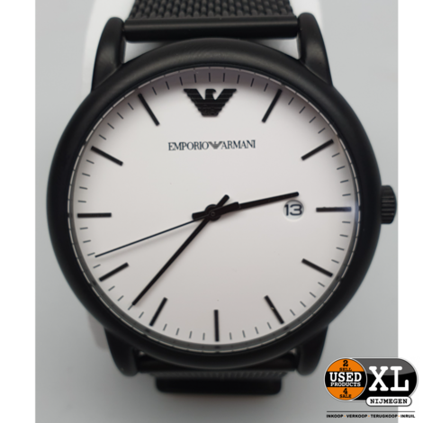 Emporio Armani AR11046 Unisex Horloge Zwart met Wit 37 mm | Nieuwstaat
