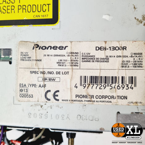 Pioneer DEH-1300R Autoradio CD-Speler | met Garantie
