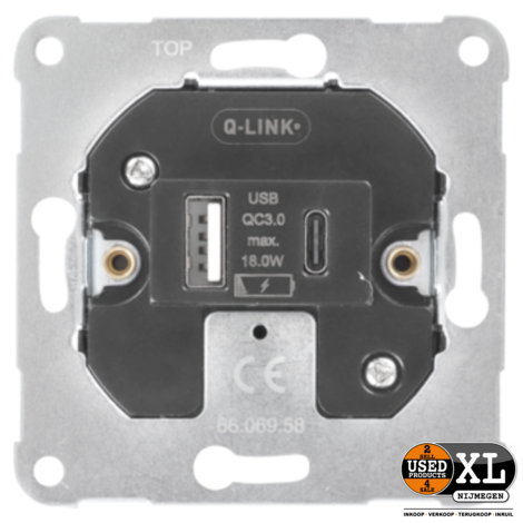 Q-LINK Inbouw Basiselement Universal USB-A + USB-C | Nieuw