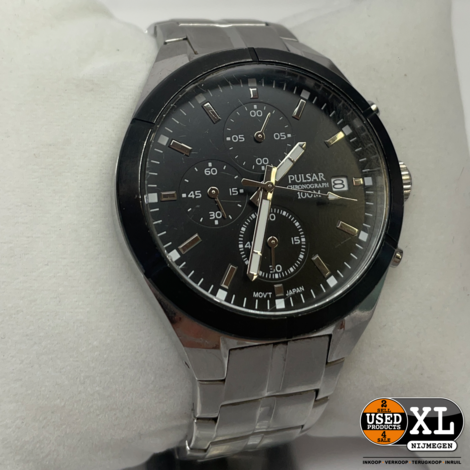 Pulsar PM3125X1 Zilver met Zwartkleurige Heren Horloge 41 mm | Nette Staat