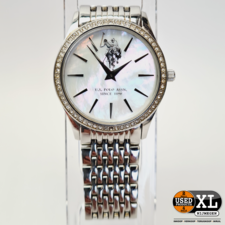 U.S. Polo Assn. Vrouwen Horloge met Diamanten Zilver 39 mm met Opberghoes | Nette Staat