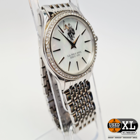 U.S. Polo Assn. Vrouwen Horloge met Diamanten Zilver 39 mm met Opberghoes | Nette Staat
