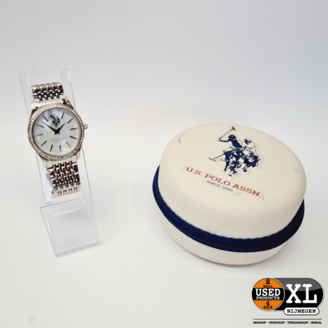 U.S. Polo Assn. Vrouwen Horloge met Diamanten Zilver 39 mm met Opberghoes | Nette Staat