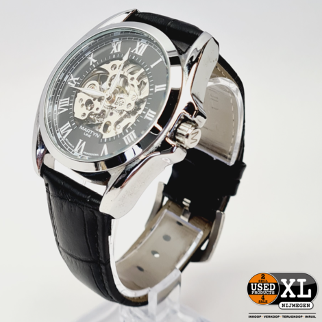 Martyn Line Calibre 3903 Horloge Automatic Heren Zwart met Zilver in Doos | Nieuwstaat