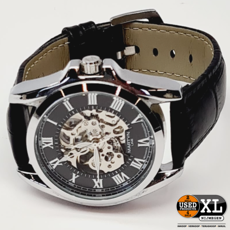 Martyn Line Calibre 3903 Horloge Automatic Heren Zwart met Zilver in Doos | Nieuwstaat