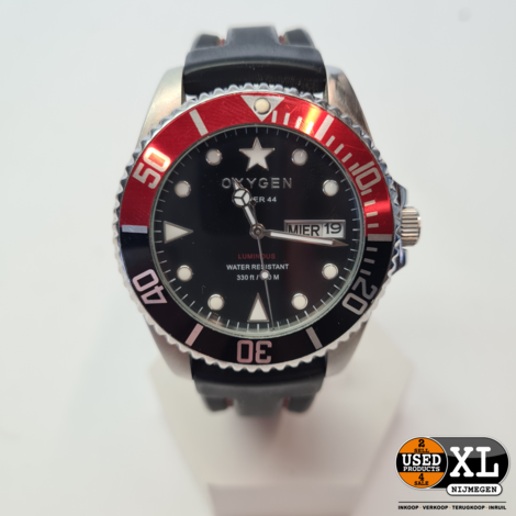 Oxygen Diver 44 Heren Horloge Zwart/Rood/Zilver 47 mm | Nette Staat