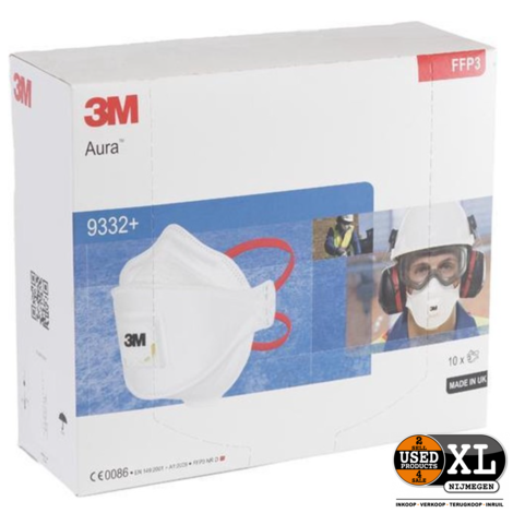 3M 9332 Opvouwbaar Stofmasker 10 Stuks | Nieuw in Doos