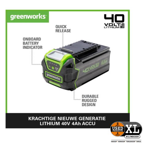 Greenworks 40V Accu 4,0 Ah BAF724 en Acculader | Nieuw