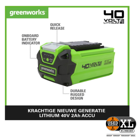 Greenworks 40V Accu 2,0 Ah BAF724 en Acculader | Nieuw
