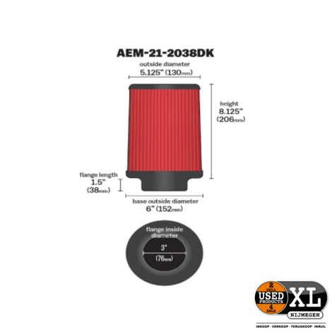 AEM 21-2038DK Dryflow-Luchtfilter I Nieuw in Doos