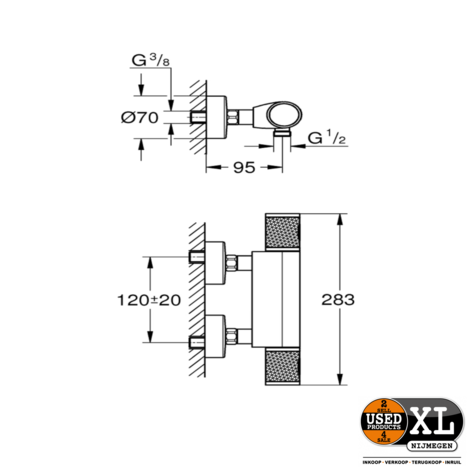 GROHE Precision Feel Thermostatische Douchemengkraan Chroom 12CM I Nieuw Zonder Doos