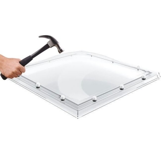Domelite Lichtkoepel glashelder slagvast driewandig polycarbonaat met PVC opstand SUPERDEAL