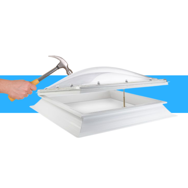 Domelite Lichtkoepel Domelite met ventilatie opstand - glashelder DRIEWANDIG polycarbonaat SUPERDEAL - Copy