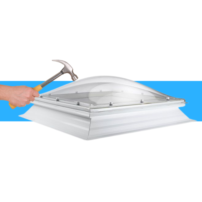 Domelite Lichtkoepel glashelder slagvast driewandig polycarbonaat met PVC opstand SUPERDEAL