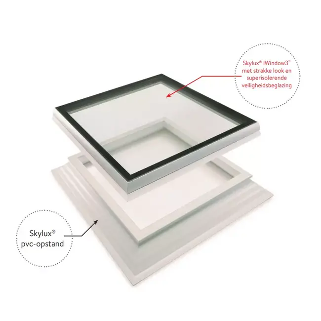 Skylux Skylux iWindow2 40x70cm - dubbel glas HR++ met dakopstand PVC 20/00 EP vaste uitvoering