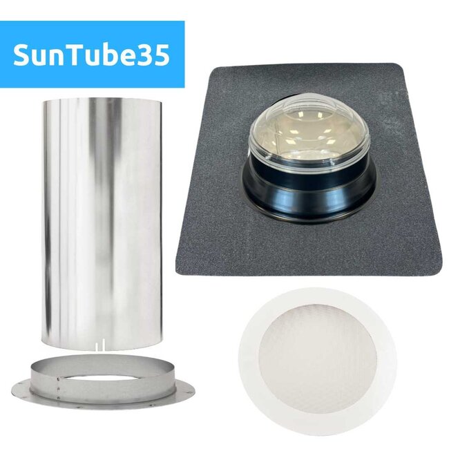 Intura Suntube35 - de lichttunnel voor het platte dak met een diameter van 35cm en koepel van kristal glas