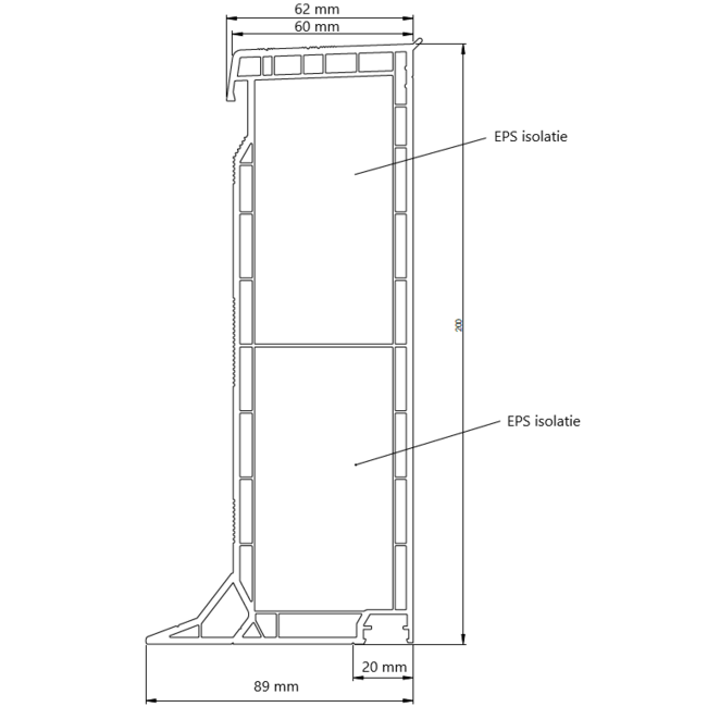 Skylux Skylux Vitria 60x60 vaste uitvoering met rechte pvc opstand 20/00