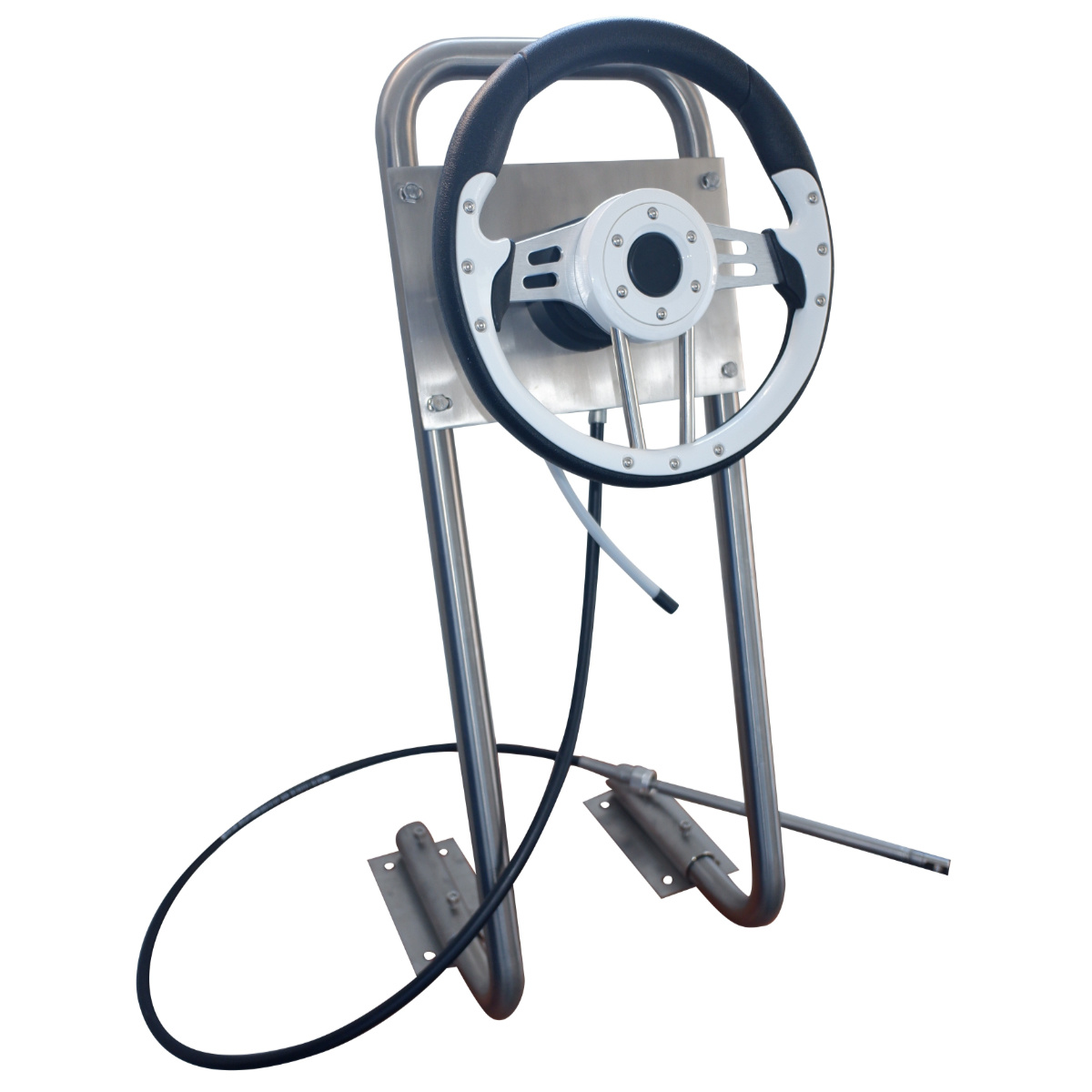 HIBO HIBO Rubberboot Stuursysteem tot 55 pk met Sportstuur Zwart/Wit Chroom