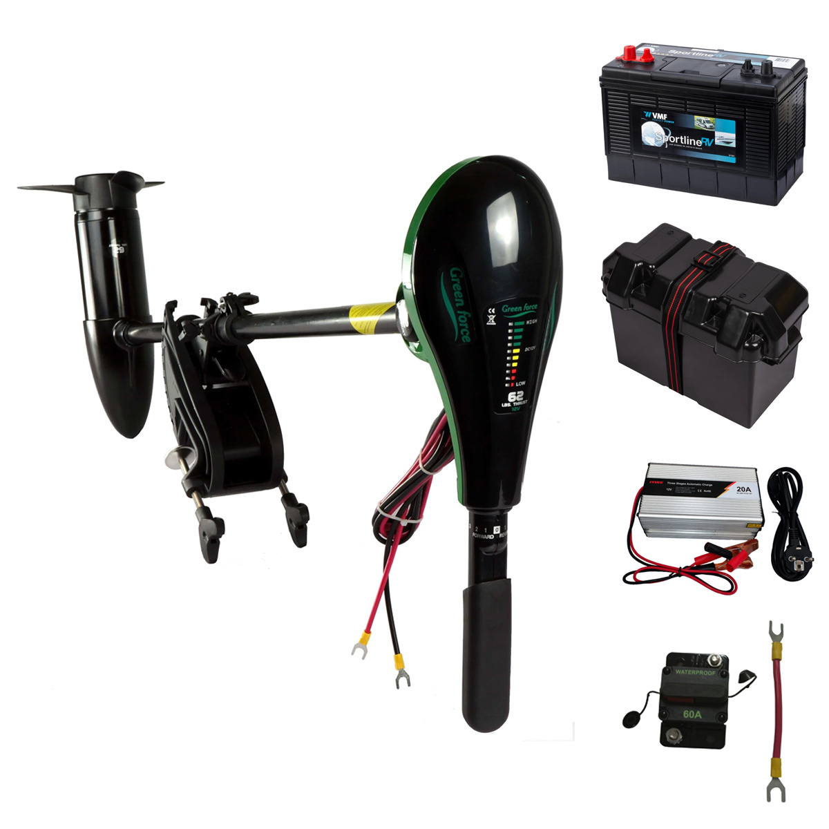 Green Force Elektrische Buitenboordmotor 62 lbs Compleet