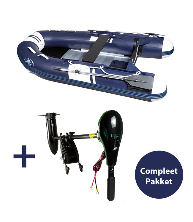 HIBO Rubberboot met motor Donkerblauw/Wit 2.30 + 62 lbs Elektromotor