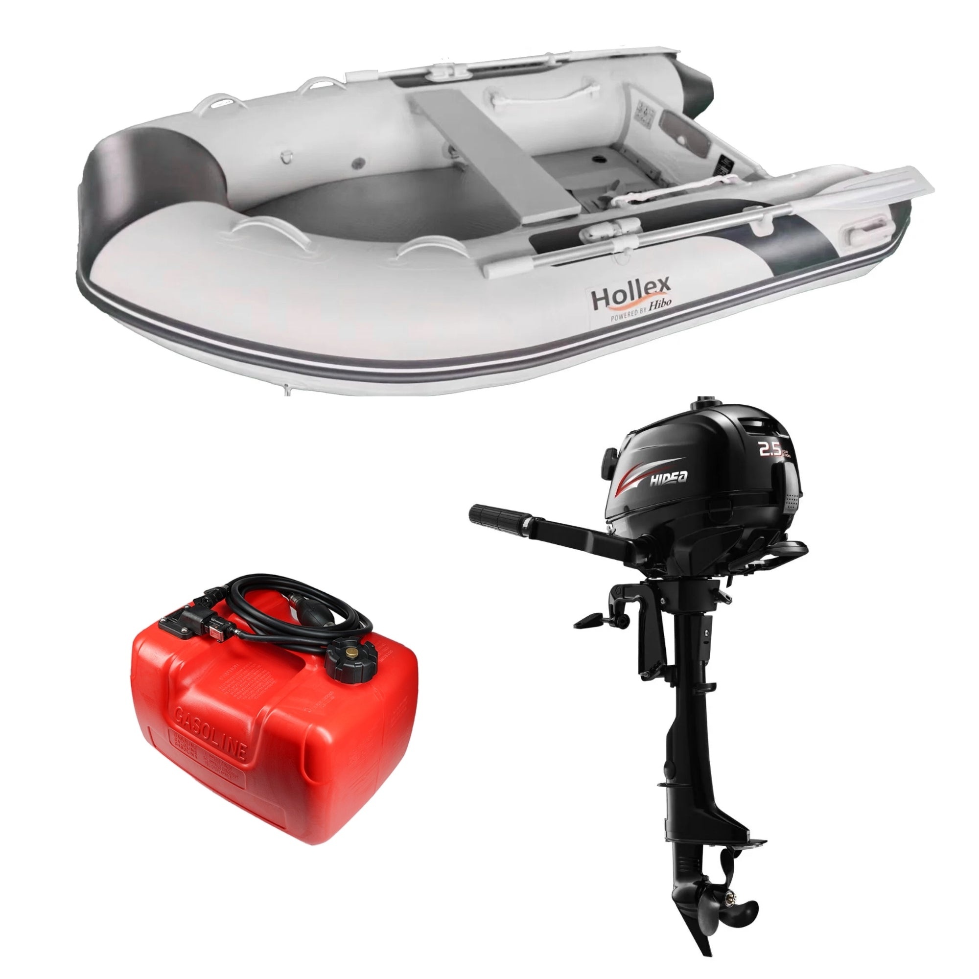HIBO Hollex by Hibo 2.35 Airdeck Rubberboot met motor Hidea 2.5 PK