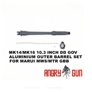 AngryGun Set Cañón Externo (10,3") Aluminio MK14/MK16 DD Gov para Marui MWS/MTR