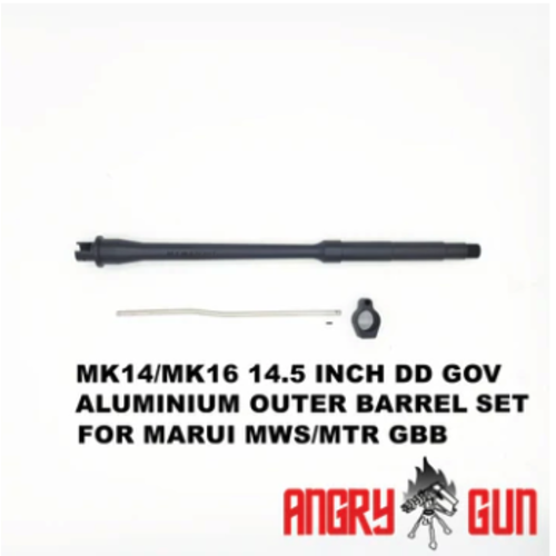 AngryGun Set Cañón Externo (14,5") Aluminio MK14/MK16 DD Gov para Marui MWS/MTR