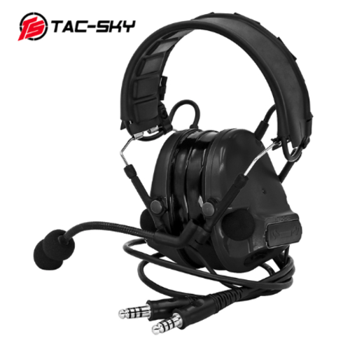 Tac-Sky Auriculares Comtac III Dual-Pass (Almohadillas de Silicona) - Negro