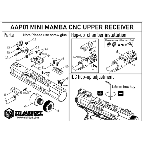 TTI AAP-01 Mini Mamba CNC Upper Receiver Kit - Black