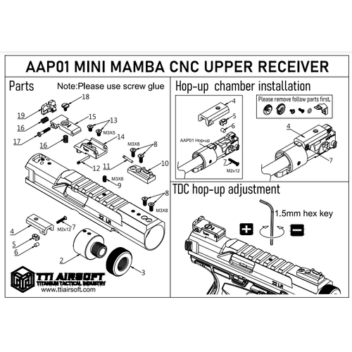 TTI AAP-01 Kit Upper Mini Mamba - Negro TTI AAP-01 Kit Upper Mini Mamba - Negro