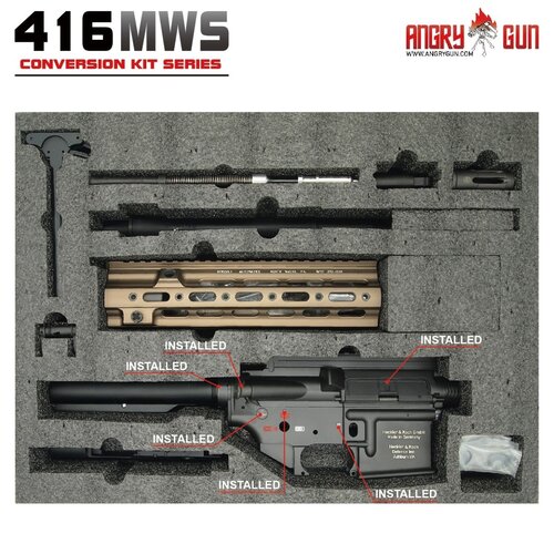 AngryGun Kit Conversión 416 CAG Rail 10,5" para Tokyo Marui MWS - FDE