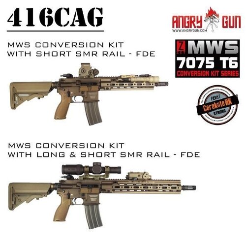 AngryGun 416 CAG 10.5" Rail Conversion Kit for Tokyo Marui MWS - FDE