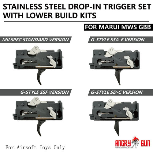 AngryGun MWS Stainless Steel Drop-In Trigger Set with Lower Build Kits - Milspec Standard Version