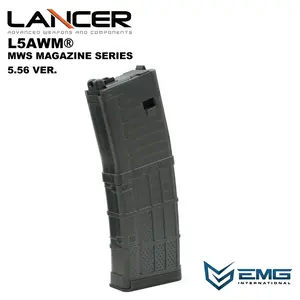 AngryGun EMG Lancer Systems Licensed L5AWM v2 Mws Magazine - 5.56 Transluced Smoke
