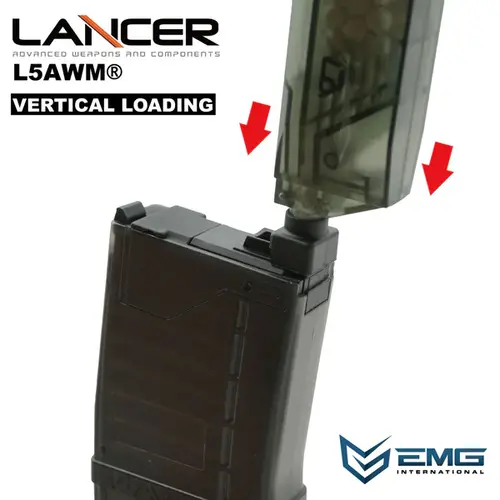 AngryGun EMG Lancer Systems Licensed L5AWM v2 Mws Magazine - 5.56 Transluced Smoke