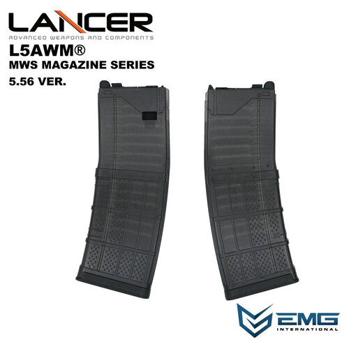 AngryGun EMG Lancer Systems Licensed L5AWM v2 Mws Magazine - 5.56 Transluced Smoke