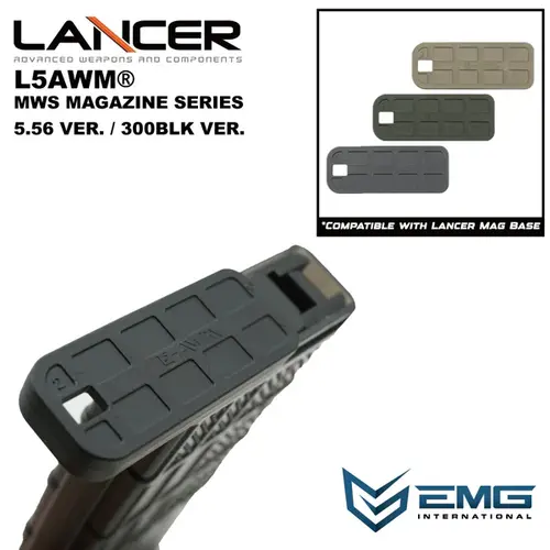AngryGun EMG Lancer Systems Licensed L5AWM v2 Mws Magazine - 5.56 Transluced Smoke