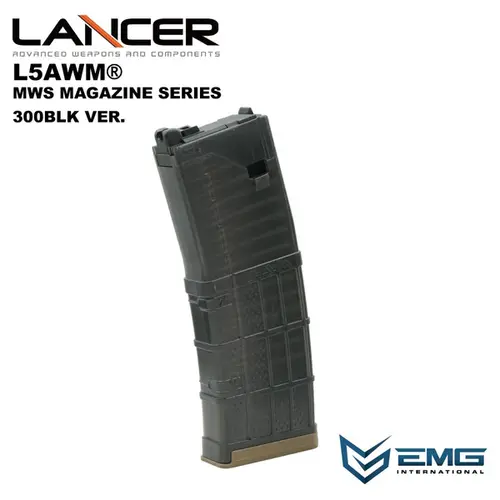 AngryGun EMG Lancer Systems Licensed L5AWM v2 Mws Magazine - 300BLK Transluced Smoke