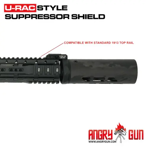 AngryGun U-RAC Style Suppressor Shield - Black Carbon 6.5 Inch AngryGun U-RAC Style Suppressor Shield - Black Carbon 6.5 Inch