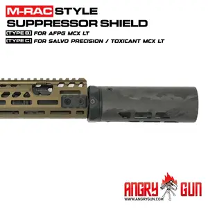 AngryGun M-RAC Style Suppressor Shield (Type C)- Black Carbon 6.5 Inch - Salvo Precision, Toxicant MCX LT