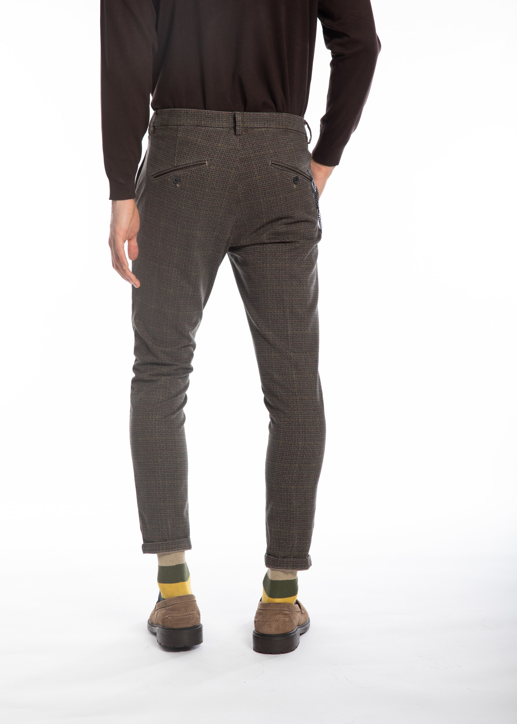 MASON'S Osaka Style Pantalon chino homme en coton modal imprimé Prince de Galles coupe carotte