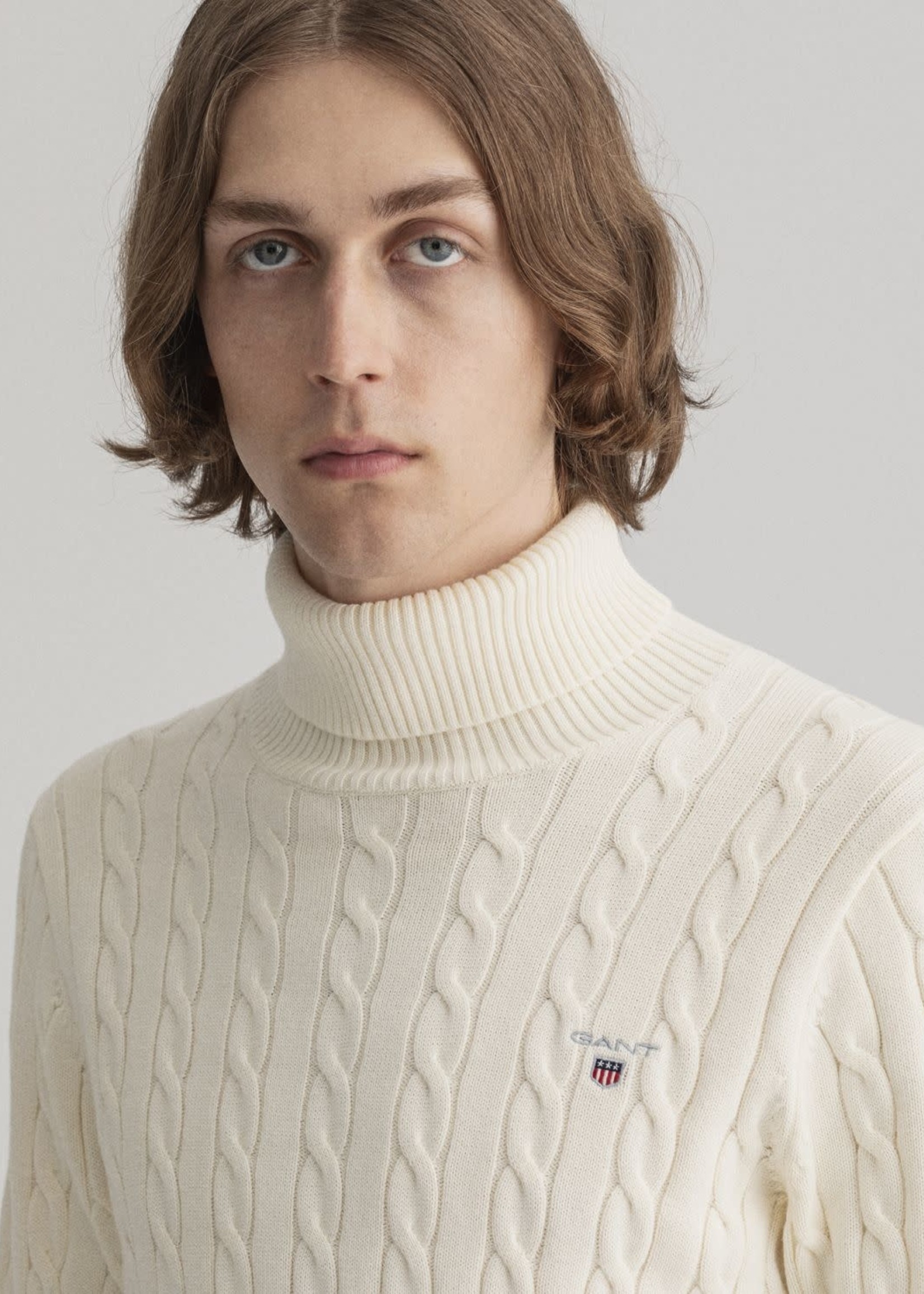 Cotton Cable Turtleneck - GANT - Kevin 