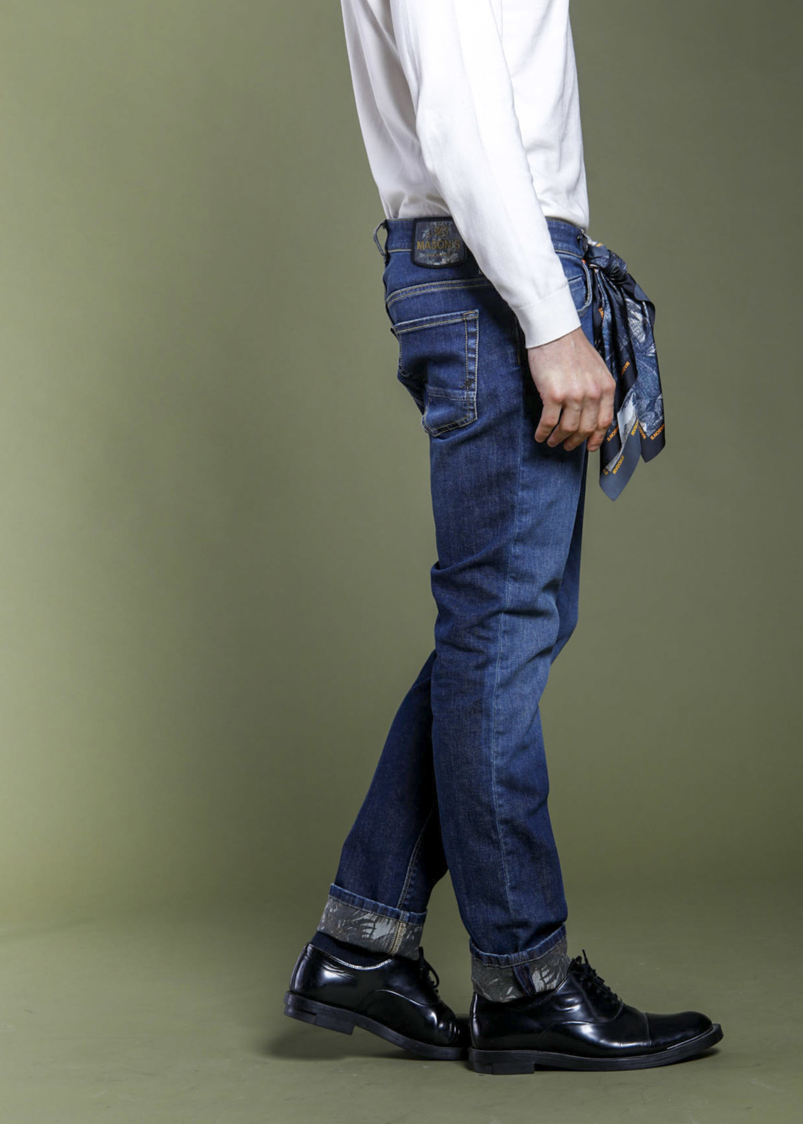 MASON'S Harris 5-pockets pants in denim with sartorial details slim