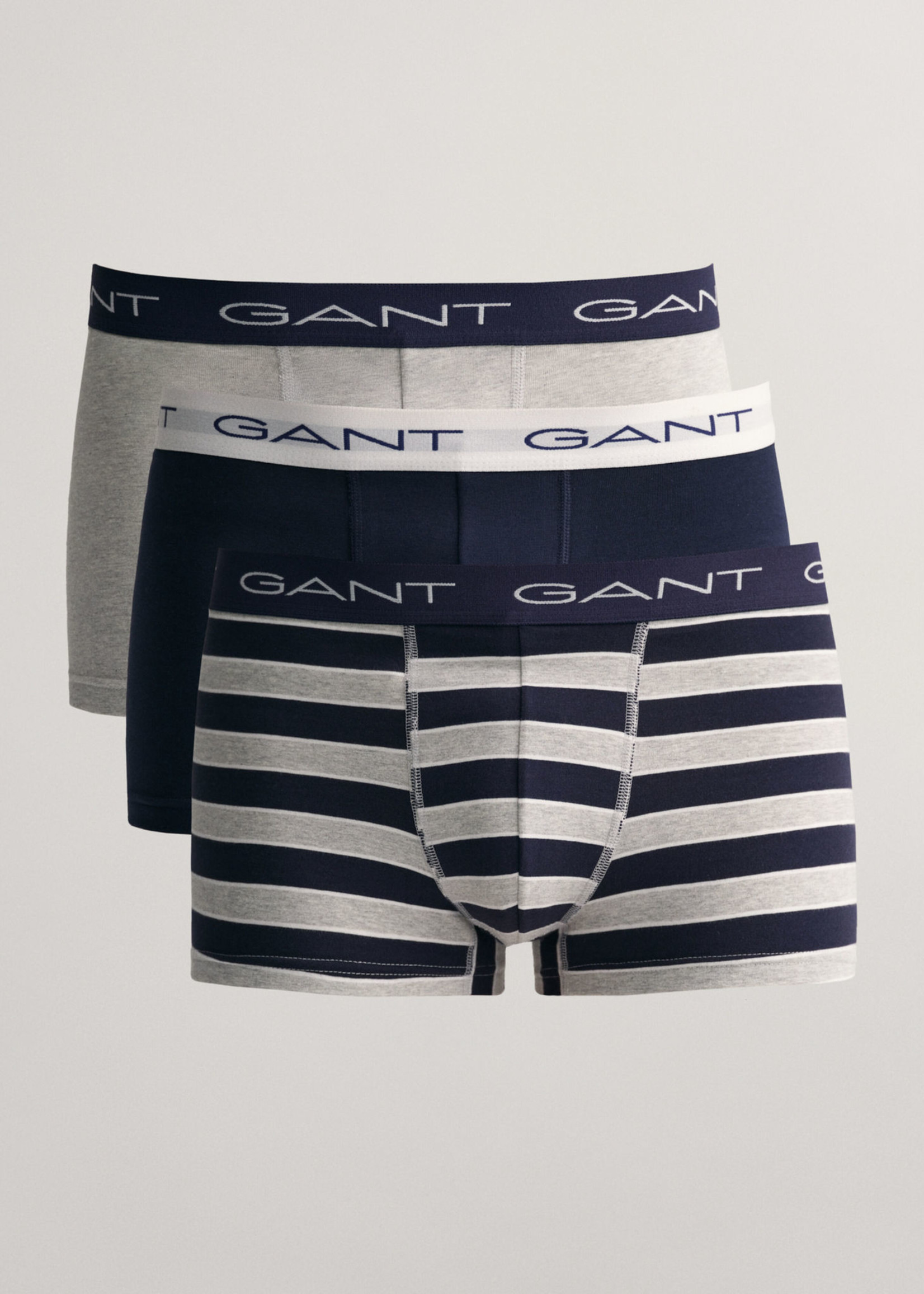 GANT 3-Pack Block Stripe Trunks - Light Grey Melange