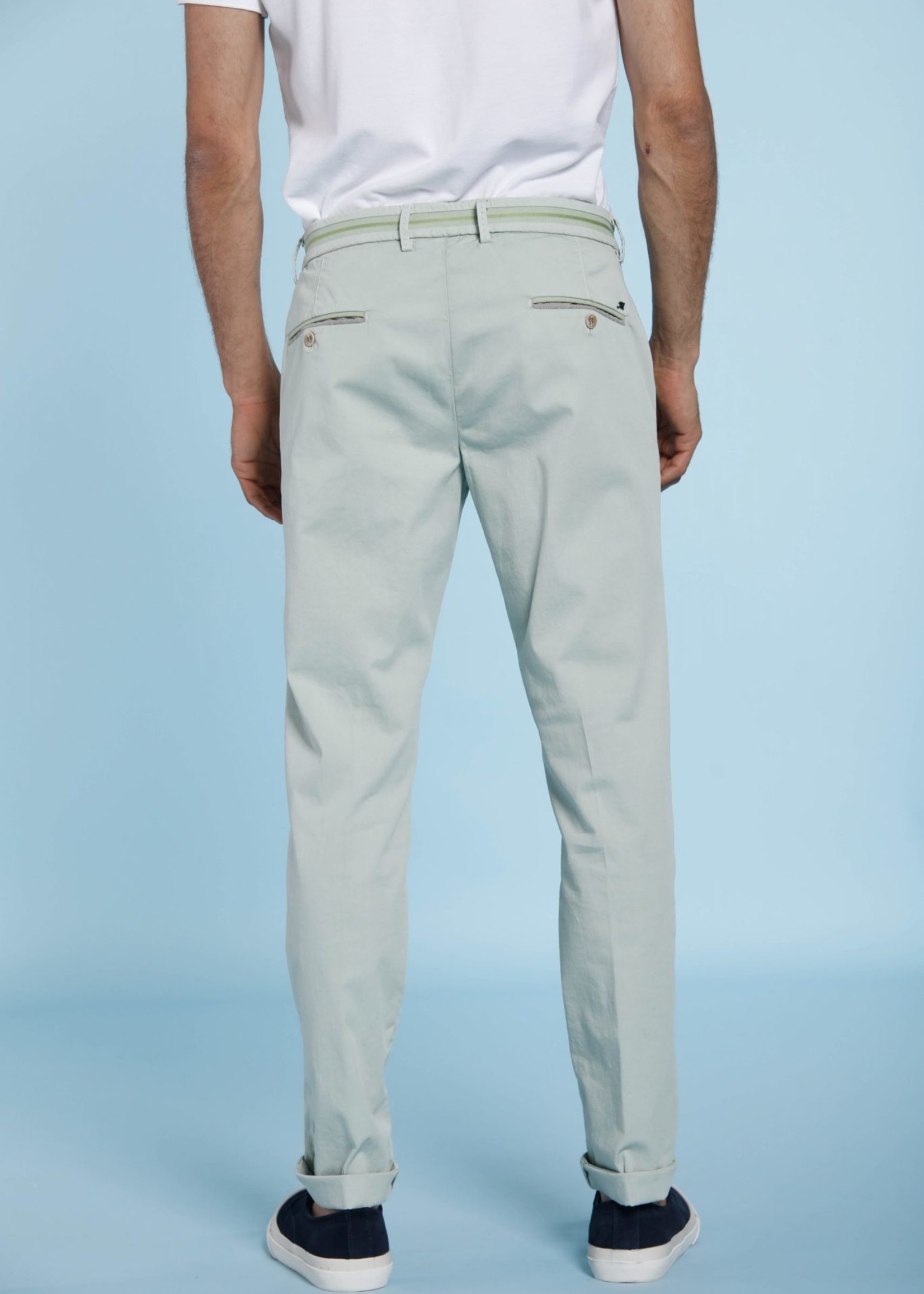 MASON'S Torino Tapes man chino pants in stretch satin with ribbons slim - Light Green