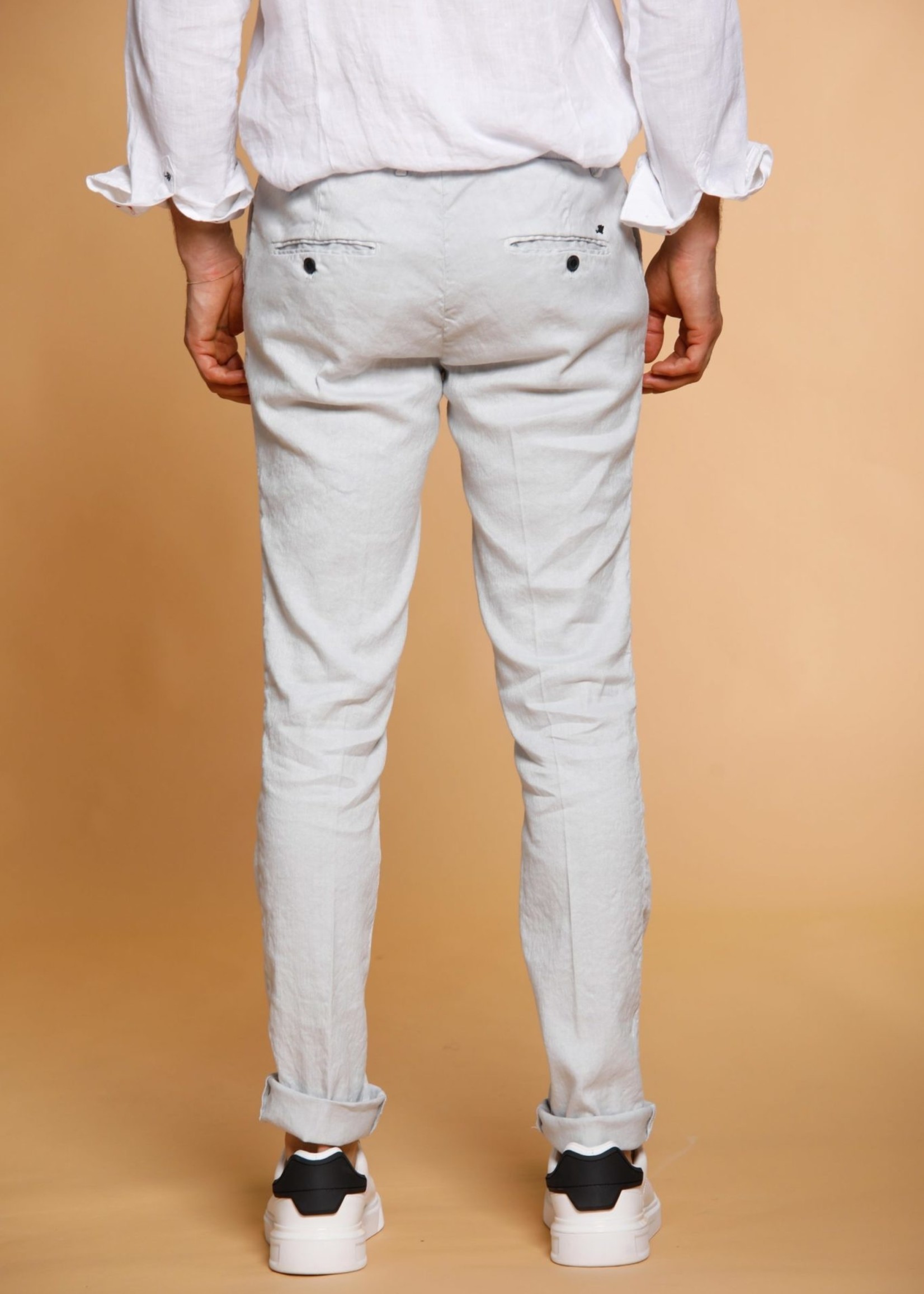 MASON'S Milano Jogger man chino pants in linen and cotton extra slim - Light Grey